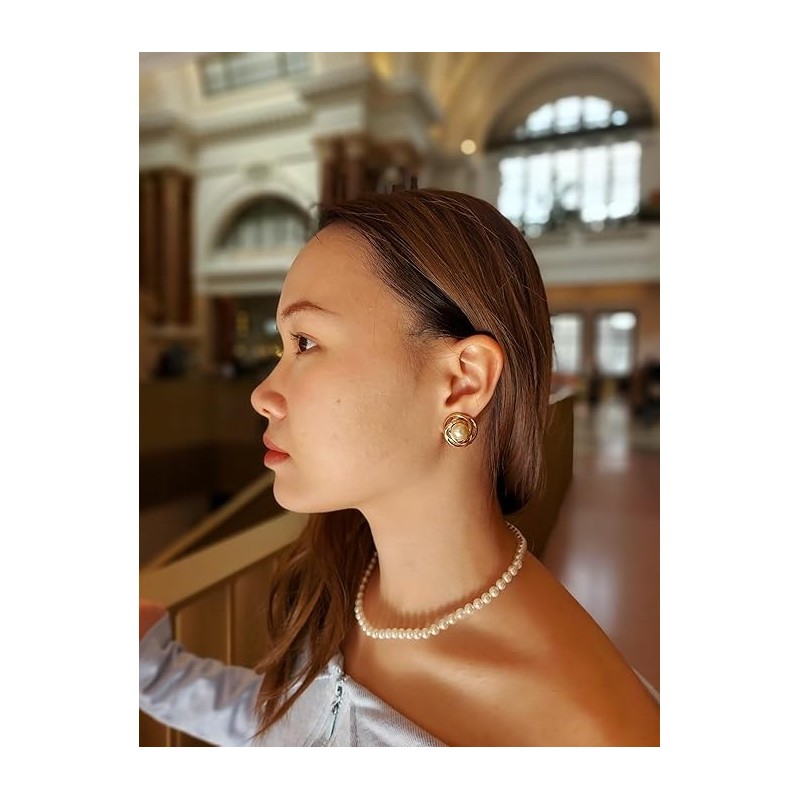 Traveller Clip-on Earrings - Pearls - 10 mm - White - 22ct Vergoldet & Platinum plated - Tricolour - 21 mm - 113955