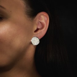 Traveller Clip-on Earrings - Silver Coloured - Crystals - Round - Platinum Plated - 17 mm