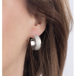 Traveller Creolen - Damen - Edelstahl - Silberfarbe - Glitz - Ringe 3/4 - 23 mm