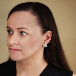 Traveller Clip-on Earrings - Silver Coloured - Pearls - 8&6mm - White - Crystals - Platinum Plated - 20x20mm - 114360