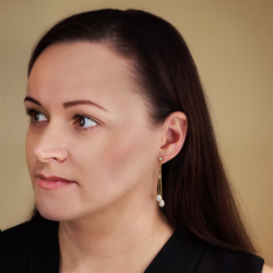 Traveller Ohrhänger - Vergoldet - Barock Perle - 8x6mm - Weiß - Kristalle - 55x6mm