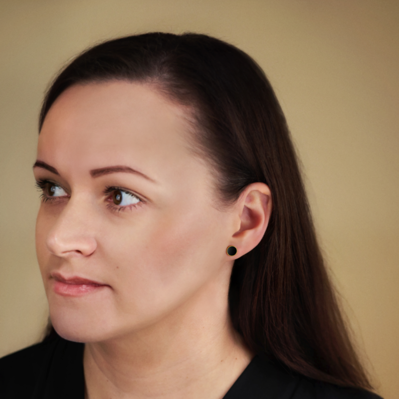 Traveller Stud Earrings - Stainless Steel - Gold Plated - Black PVD - Round - 8mm