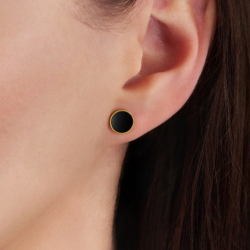 Traveller Stud Earrings - Stainless Steel - Gold Plated - Black PVD - Round - 8mm - 181319