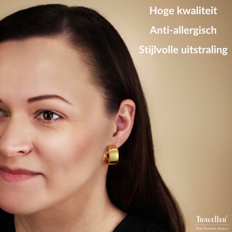 Traveller Oorringen - Verguld - 3/4 Ring - 22x11mm - 181320