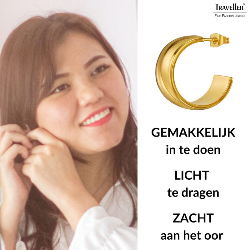 Traveller Oorringen - Verguld - 3/4 Ring - 22x11mm - 181320