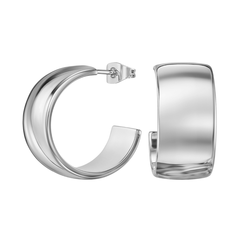 Traveller Hoop Earrings - Stainless Steel - Palladium - 3/4 Hoop - 22x11mm - 181321