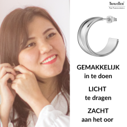 Traveller Oorringen - Zilverkleurig - Palladium - 3/4 Ring - 22x11mm - 181321