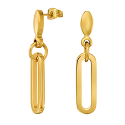 Traveller Drop Earrings - Stainless Steel - Gold Plated - Oval Links - 20x7 mm - 181324