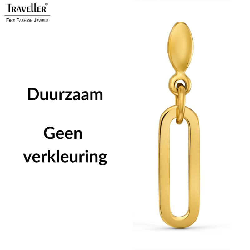 Traveller Oorhangers - Edelstaal - Verguld - Ovale Schakels - 20x7 mm - 181324
