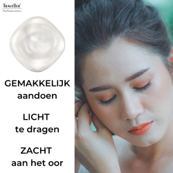 Traveller Clip Oorbellen - Zilverkleurig - Barok Parel - 16mm - Wit - Vierkant - Geplatineerd - 114366