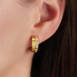 Traveller Clip-on Earrings - Hoops - Gold Plated - Crystals - 15x6mm - 157820