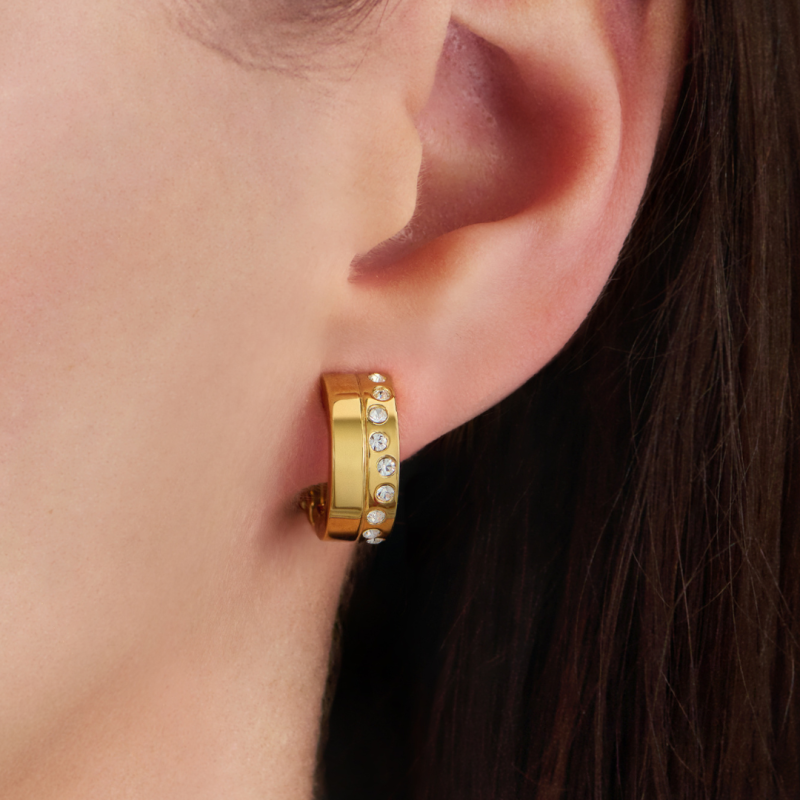 Traveller Clip Oorbellen - Oorringen - Verguld - Kristallen - 15x6mm