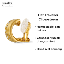 Traveller Clip Oorbellen - Oorringen - Verguld - Kristallen - 15x6mm