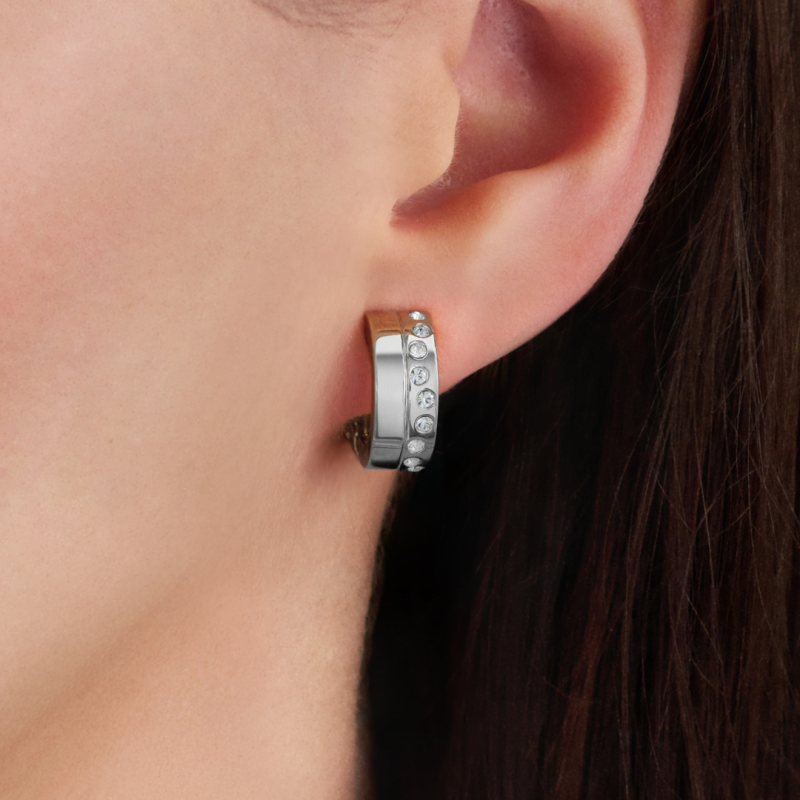 Traveller Clip Oorbellen - Oorringen - Zilverkleurig - Kristallen - Geplatineerd - 15x6mm - 157821