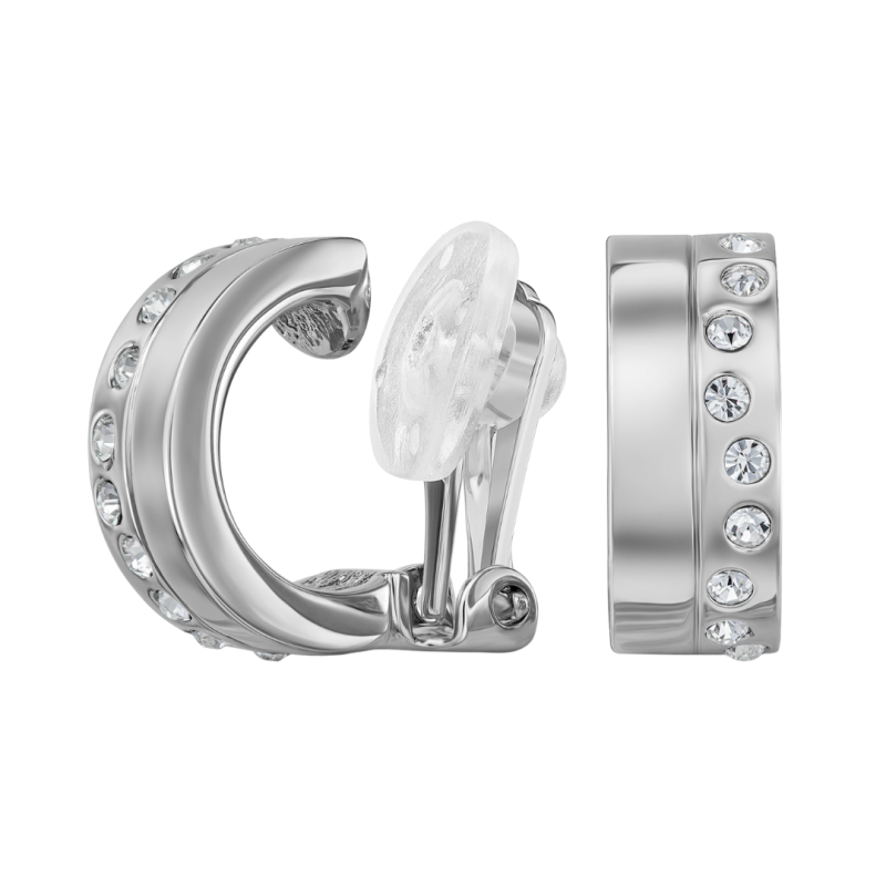Traveller Clip Oorbellen - Oorringen - Zilverkleurig - Kristallen - Geplatineerd - 15x6mm - 157821