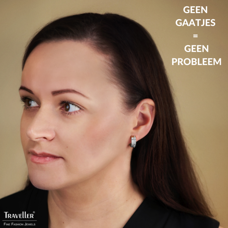 Traveller Clip Oorbellen - Oorringen - Zilverkleurig - Kristallen - Geplatineerd - 15x6mm