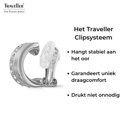 Traveller Clip Oorbellen - Oorringen - Zilverkleurig - Kristallen - Geplatineerd - 15x6mm