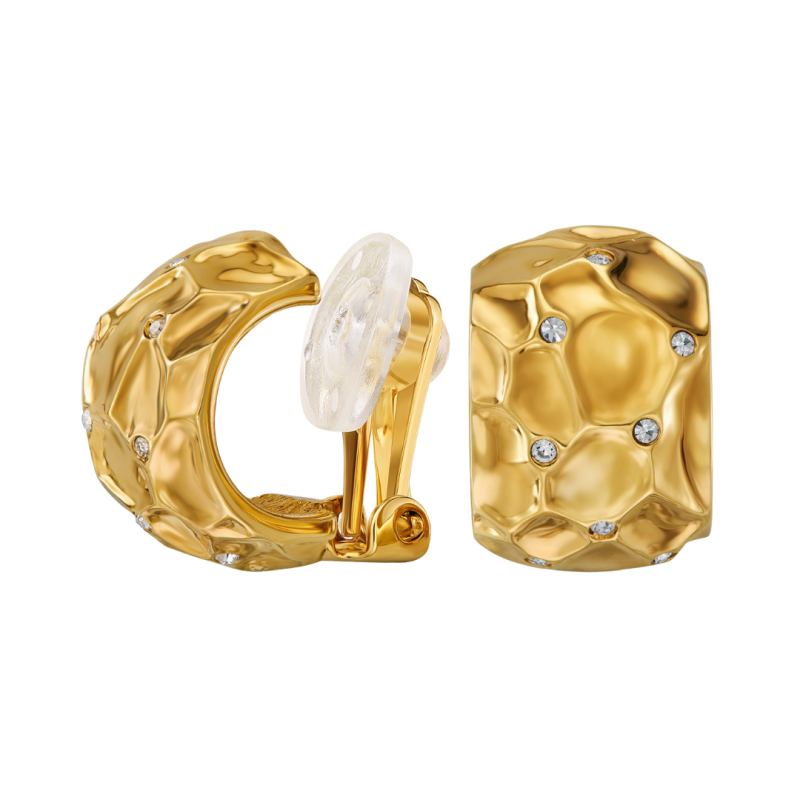 Traveller Ohrclips - Vergoldet - Kristalle - Wabenstruktur - 20x10mm - 157822