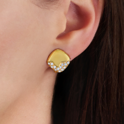 Traveller Clip Oorbellen - Verguld - Kristallen - 13x13mm - 157824