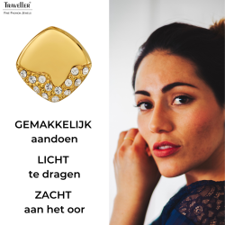 Traveller Clip Oorbellen - Verguld - Kristallen - 13x13mm - 157824
