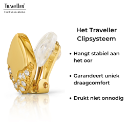 Traveller Clip Oorbellen - Verguld - Kristallen - 13x13mm
