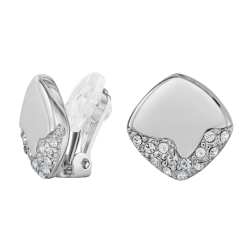 Traveller Clip-on Earrings - Silver Coloured - Crystals - Platinum Plated - 13x13mm - 157825