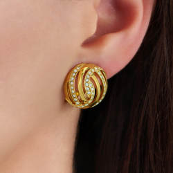 Traveller Clip-on Earrings - Gold Plated - Crystals - 20mm - 157826