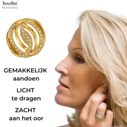 Traveller Clip Oorbellen - Verguld - Kristallen - 20mm - 157826