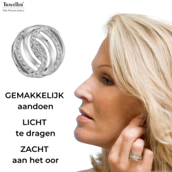 Traveller Clip Oorbellen - Zilverkleurig - Kristallen - Geplatineerd - 20mm - 157827
