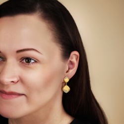 Traveller Ohrclips - Hänger - Vergoldet - Kristalle - Quadratisch - 30x15mm - 157828