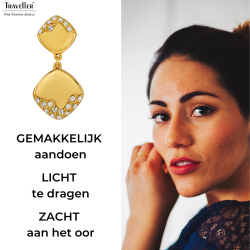 Traveller Clip Oorbellen - Hangers - Verguld - Kristallen - Vierkant - 30x15mm - 157828