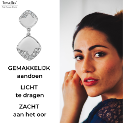Traveller Statement Oorbellen - Hangers - Zilverkleurig - Kristallen - Vierkant - Geplatineerd - 30x15mm