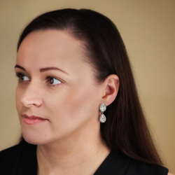 Traveller Ohrclips - Hänger - Silberfarben - Kristalle - Oval & Tropfen - Platiniert - 35x12mm - 157831