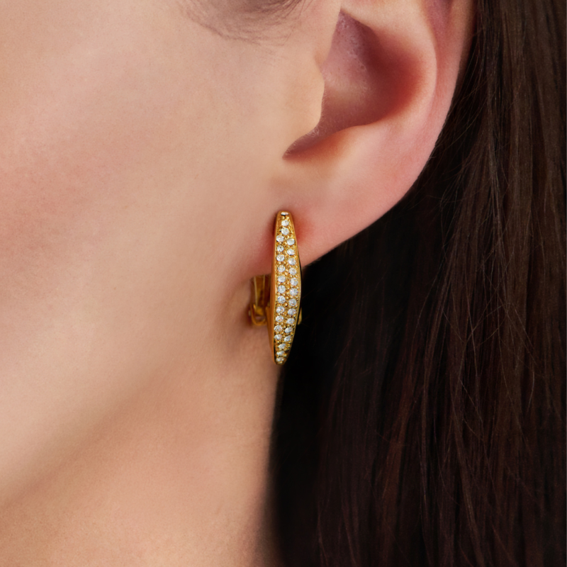 Traveller Clip-on Earrings - Gold Plated - Crystals - 25x5mm