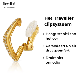 Traveller Clip Oorbellen - Verguld - Kristallen - 25x5mm - 157834