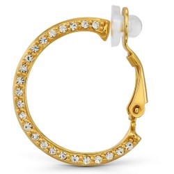 Traveller Clip Oorbellen - Oorringen - Verguld - Kristallen - Koraalkleurig Emaille - 23x4mm - 157837