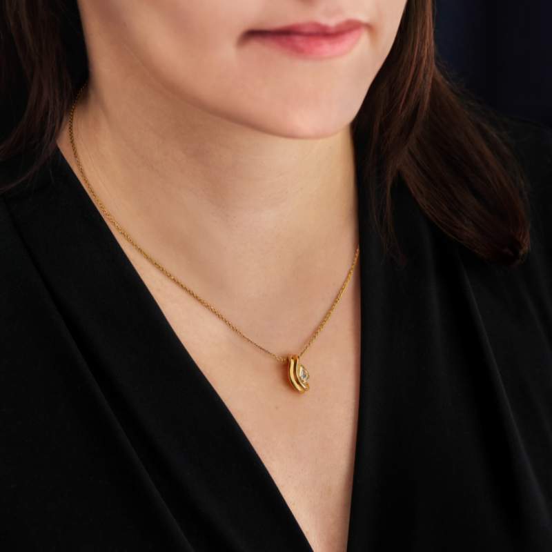 Traveller Pendant with Necklace - Gold Palted - Crystal - 6x3,6mm - Teardrop - 17x9mm - 44 cm - 157840