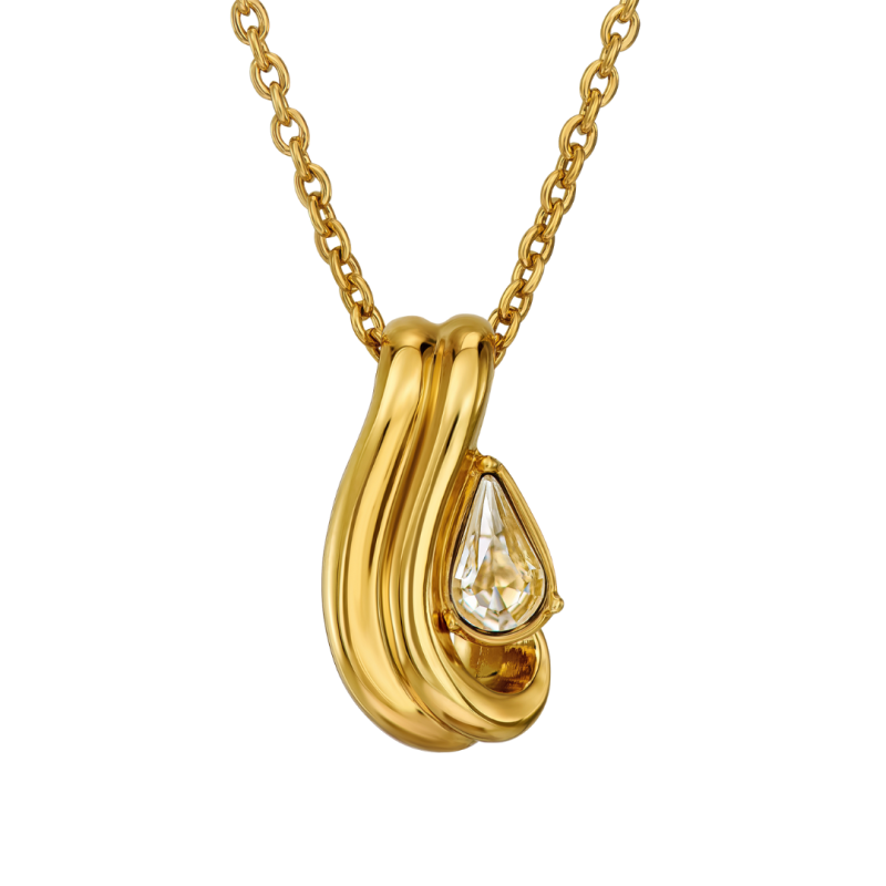 Traveller Hanger met Ketting - Verguld - Kristal - 6x3,6mm - Druppelvorm - 17x9mm - 44 cm - 157840