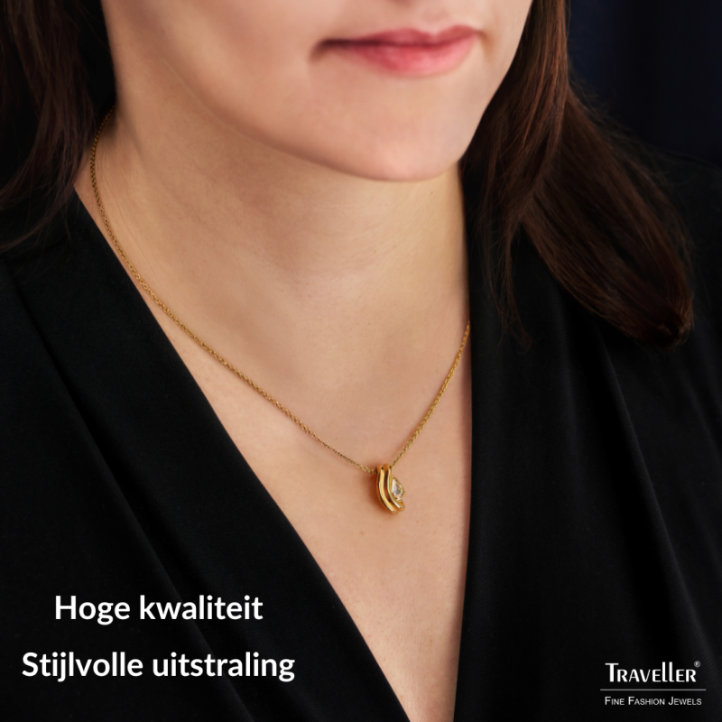 Traveller Hanger met Ketting - Verguld - Kristal - 6x3,6mm - Druppelvorm - 17x9mm - 44 cm - 157840