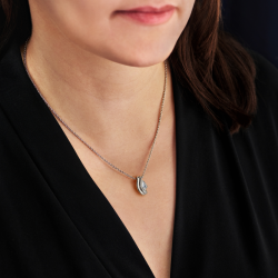 Traveller Pendant with Necklace- Silver Coloured - Crystal - Teardrop - Platinum Plated - 16x9mm - 44cm