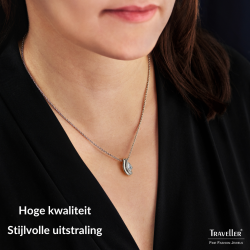 Traveller Dames Ketting met Hanger - Zilverkleurig - Kristal - Druppelvorm - Geplatineerd - 16x9mm - 44cm