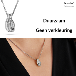 Traveller Hanger met Ketting - Zilverkleurig - Kristal - Druppelvorm - Geplatineerd - 16x9mm - 44cm - 157841