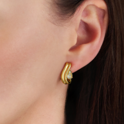 Traveller Earrings - Gold Plated - Crystal - 6x3,6mm - Teardrop - 17x9mm