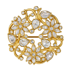 Traveller Broche Dames - Verguld - Kristallen - Gebloemd - 35 mm - 157844