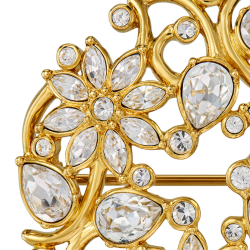 Traveller Brooch - Gold Plated - Crystals - Flowered - 35 mm