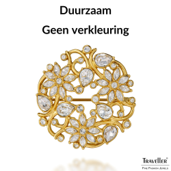 Traveller Broche - Verguld - Kristallen - Gebloemd - 35 mm - 157844 