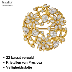 Traveller Broche - Verguld - Kristallen - Gebloemd - 35 mm - 157844 