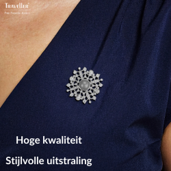 Traveller Broche - Zilverkleurg - Halve Parel - 10mm - Licht Grijs - Kristallen - Geplatineerd - 33 mm - 157852 