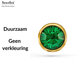 Traveller Oorstekers - Verguld - Kristal - Smaragd Groen - 10mm - 157855 