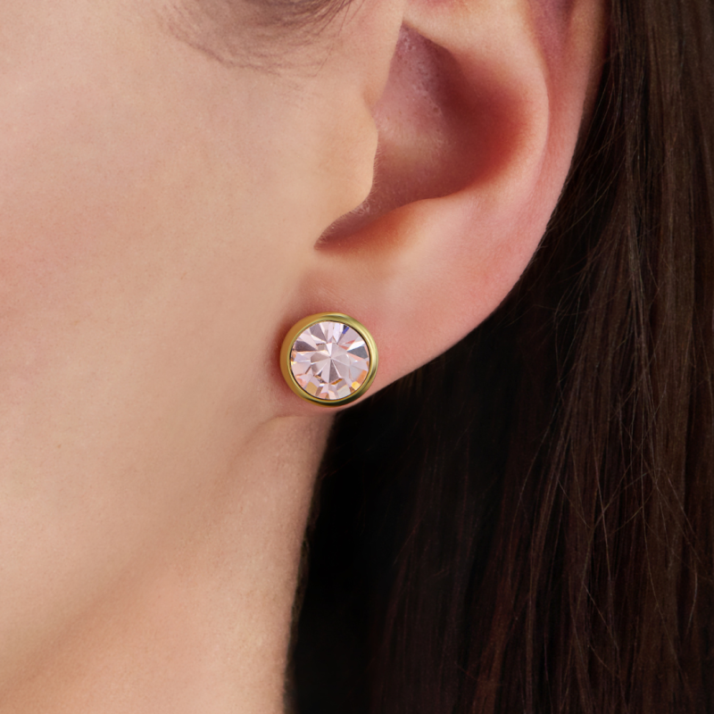 Traveller Oorstekers - Verguld - Kristal - Golden Quartz - 10mm